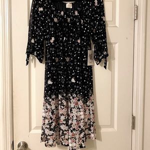 Navy blue dress with flowers